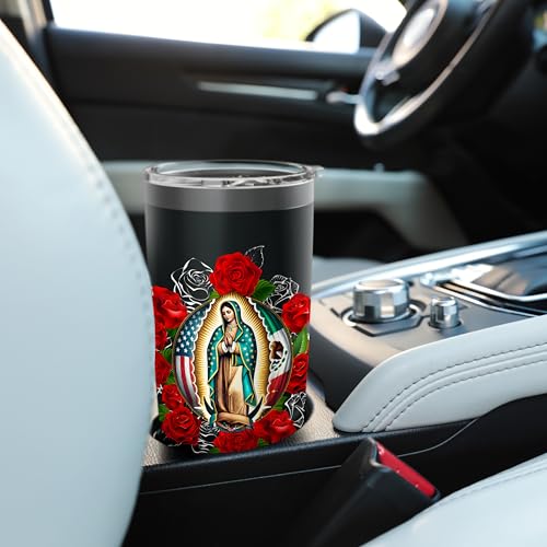 Our Lady of Guadalupe Saint Virgin Mary Virgen de Guadalupe Stainless Steel Insulated Tumbler Black 20 Ounces