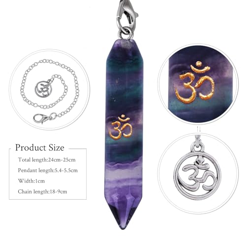 TUMBEELLUWA Fluorite Crystal Pendulum for Dowsing Divination Multicolor