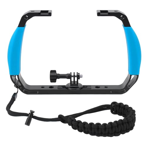 Underwater Camera Cage, Diving Rig with 1/4in 3/8in Screw Hole, Handheld Grip, 2 Cold Shoe Mounts, Video Light Stabilizer for Action Camera