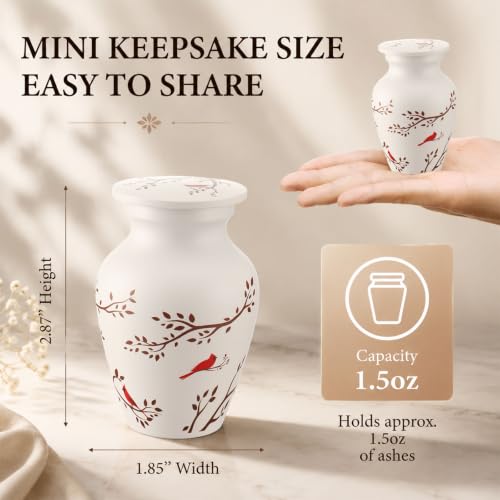 FoldTier 4 Pack Cardinal Urns for Human Ashes with Velvet Box Bag