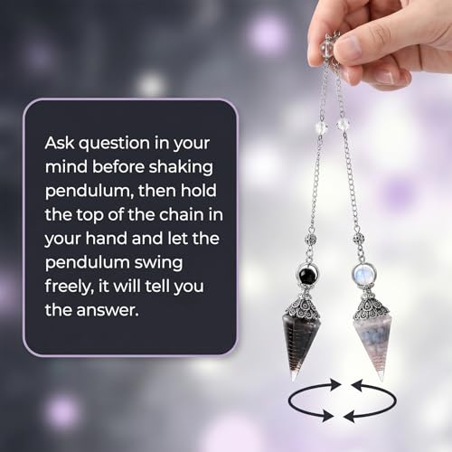 Sibba Natural Aquamarine Black Obsidian Crystal Pendulums, Pendulum Crystal