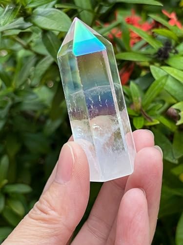 GAF TREASURES Premium Angel Aura Quartz Points, Crystal Plated Angel Aura Obelisk (1-2 oz) 1-2 oz