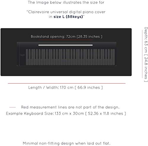 Clairevoire Piano Keyboard Dust Cover for 61 Keys to 88 Keys, Electric Pianos Cover, Digital Pianos Cloth Protection,Lightweight and Adjustable Closure,Pearl White, L - Keyboard Piano up to 61" x 21" Large Pearl White