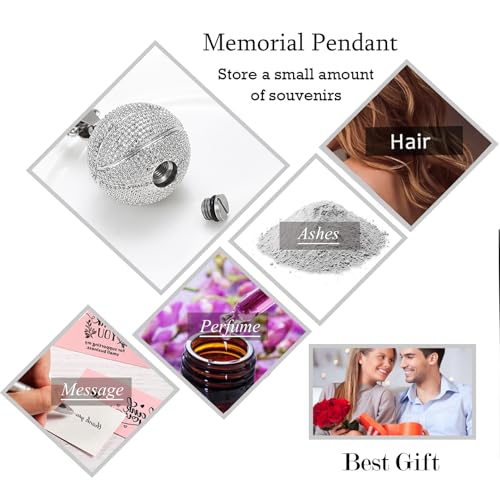 Hearbeingt Basketball Urn Necklaces for Ashes Sport Cremation Jewelry A-Silver