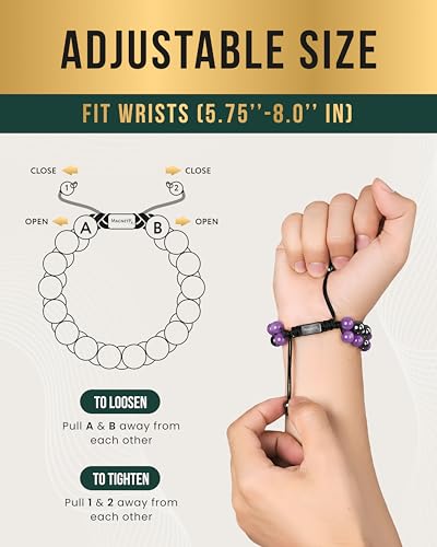 MagnetRX® Hematite & Gemstone Beaded Bracelets for Women (Amethyst) Amethyst 6mm Bead