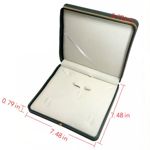 Jewelry Boxes, Dark Green PU Leather Necklace Wedding Ring Box