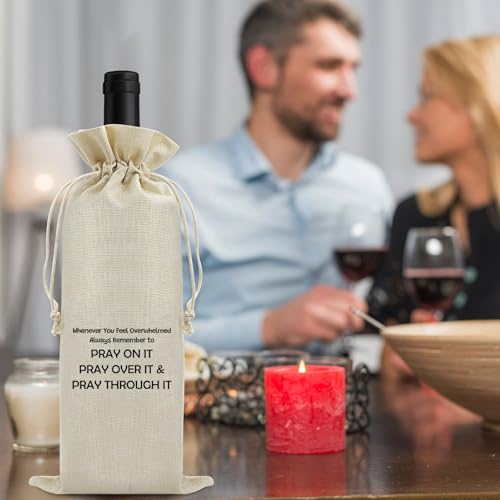 Christian Gifts for Women Wine Gift Bags Faith Religious Gift for Christian Women Mum Friend Catholic Gifts Bible Accessories Inspirational Religious Presents for Sister Reusable Wine Bottle Covers