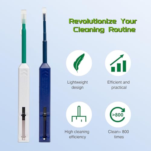 Zenithra Fiber Optic Cleaner Pen Set, 1.25mm LC/MU and 2.5mm SC/STE2000/FC Connectors - 800+ Cleans