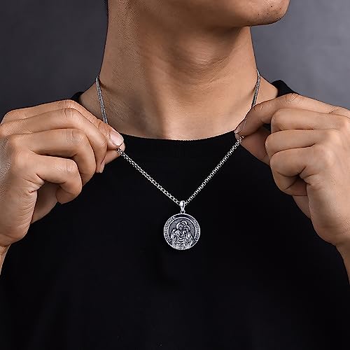 Midir&Etain 925 Sterling Silver Saint Patron Medal Necklace Religious Protection Jewellery Gifts for Women Men 22" Chain A06-St Christopher
