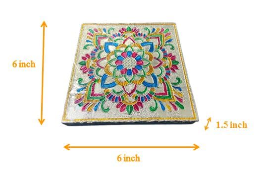 Worship House Wood/Meena Chauki/Patla/Pooja bajot/moti bajot/chorang/Gift Article/puja Item (15 x 15cm) 6 INCHES Choki 6*6 "