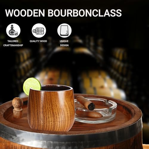 Charred Wooden Bourbon Drinking Glass 2PCS，Whiskey Cup Wooden Old Fashioned Wood Glass, Charred Old Fashioned Glass Bourbon Whiskey Gifts for Men, Dad, or Brother, Father's Day Upgraded 2 PCS