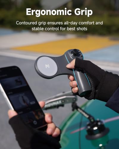MOVMAX Remote Controller for DJI Osmo Pocket 4/3/2 with Storage Case, Wireless Remote Control with Hall Effect Joystick, Ergonomic Handle Magnetic Attach, DJI Osmo Pocket Accessories Pocket Controller w/ Storage Case