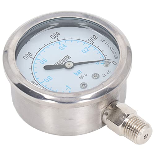 Vacuum Pressure Gauge Test Gauge Shockproof 1/4 Inch NPT Double Scale Stainless Steel for Industrial Equipment