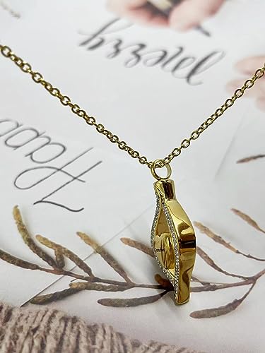 Gold Cremation Necklace for Ashes Always in My Heart Mom/Dad/Grandma Urn Ash Keepsake Memoril Teardrop Pendant Urns for Human Ashes Adult Female