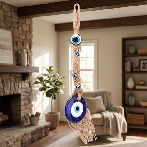 HEEPDD Turkish Blue Evil Eye Wall Hanging, Handcrafted Glazed Resin Amulet for Home Office Decor, Protection Charm for Housewarming Gift, New Homeowners and Spiritual Décor Enthusiasts