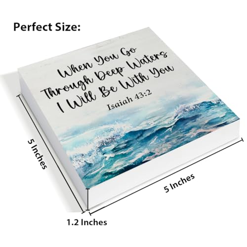 Ocean Room Decor, Inspirational Christian Wood Box Sign 5x5 Inches