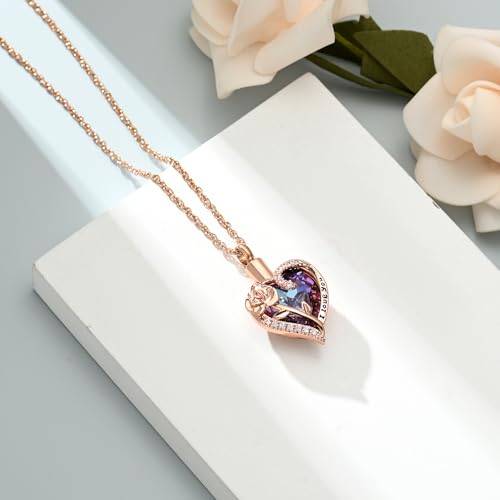 shajwo Rose Flower Heart Cremation Jewelry Rose gold-purple