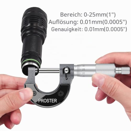Proster Outside Micrometer Set Outside Micrometer Set 0-150mm Precise External Micrometer Set Mechanical with Ratchet, 0.01mm Accuracy, Carbide Measuring Surfaces (1) 1