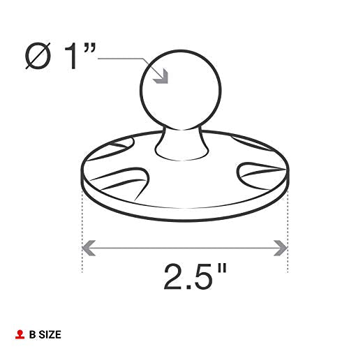 [Australia - AusPower] - RAM Mounts Composite Round Plate with Ball RAP-B-202U with B Size 1" Ball High-strength Composite 