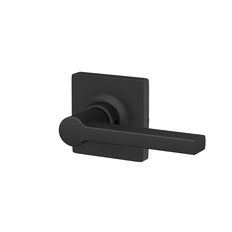 Straight Lever with Square Trim Hall and Closet Door Handle, Matte Black Finish