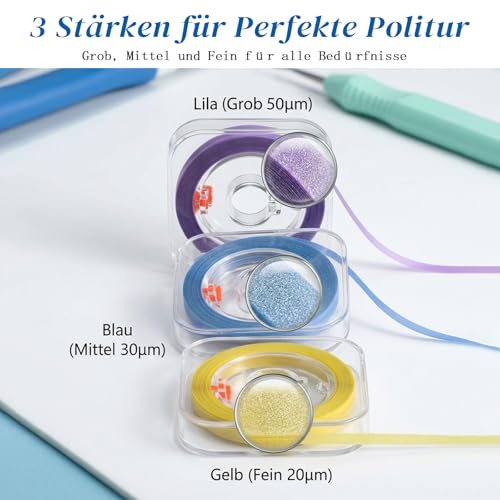 Tooth Sandpaper, 3 Volumes Dental Polishing Strips, Interdental Cleaning and Polishing, Fine to Coarse for Home and Clinic (4mm x 6m) | Three grit levels, gentle application, professional quality, efficient cleaning
