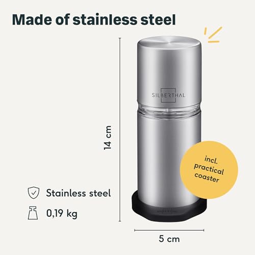SILBERTHAL Manual Nutmeg Grinder | Stainless Steel Grinding Mill | Transparent Reservoir for 4 Nutmegs…