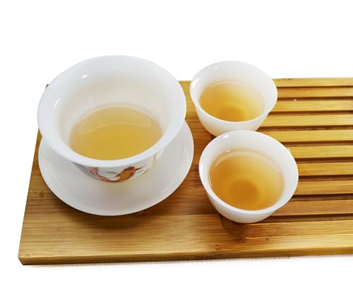 Liang baobao Ice Jade White Porcelain Gaiwan,5oz Teacup Suet-fat Jade Porcelain Chinese Tea Cup Set for Gongfu Tea (fish) fish