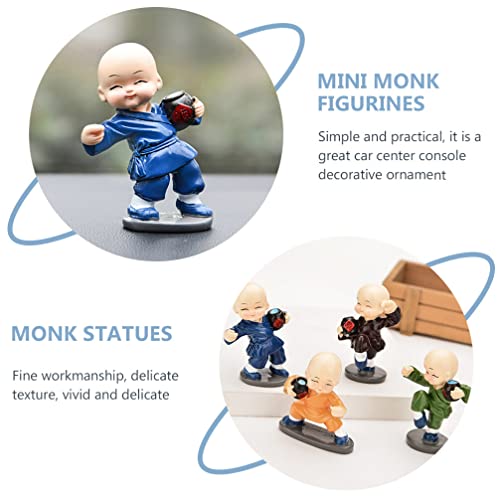 Abaodam Mini Monk Figurines Resin Car Dash Ornament for Center Console and Home Decor Vivid Monk Statue Set of 4 3.14 X 2.44 X 1.18 in