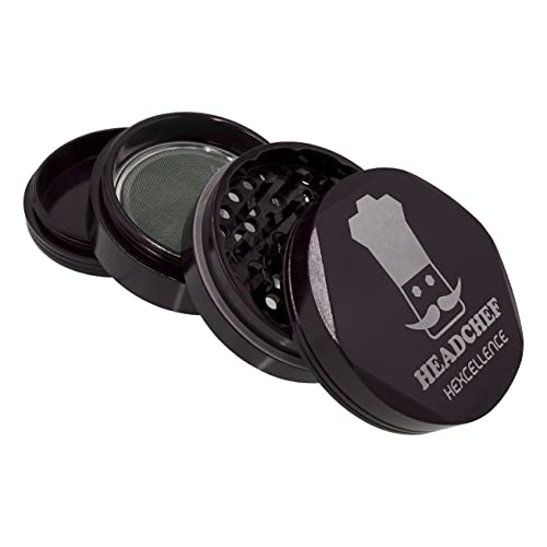 Headchef Hardcore Hexcellence Ceramic Non-Stick Coated Metal Herb Grinder, 4 Piece, 62mm (Dead Blue)
