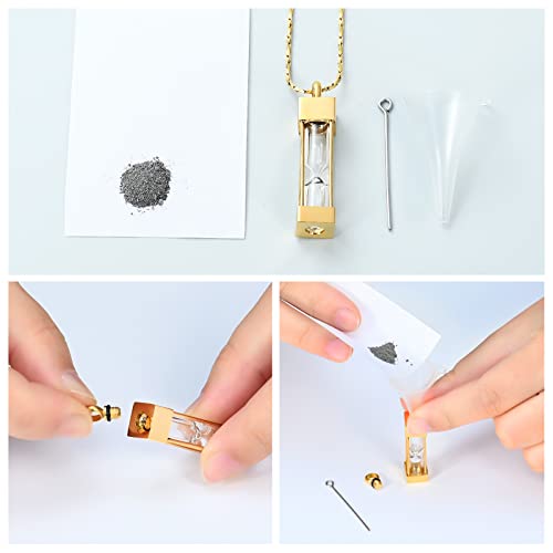 Imrsanl Glass Hourglass Urn Necklace Cremation Jewelry for Ashes Gold