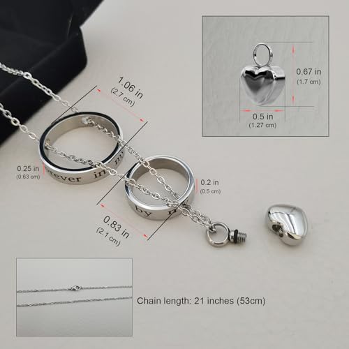 Urn Necklaces for Ashes Heart Shaped Cremation Jewelry Waterproof Memorial Keepsake Ashes Necklace for Women Men