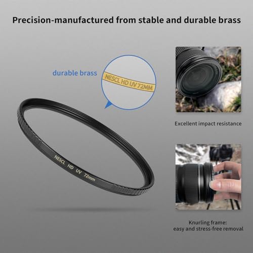 72mm UV Protection Filter 30 Multi-Layer Coatings HD Optical Glass/Ultra-Slim Brass Frame/Low Reflection/Scratch Resistant Ultraviolet UV Filter for 72mm Camera Lens