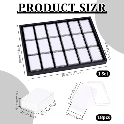 PH PandaHall 18 Gem Holder with Case, 2.2x1.4 inch Gemstone Display Box Square Gemstone Storage Box Diamond Display Case Gems Organizer with Foam for Collectibles Rhinestone Crystal Stone, White