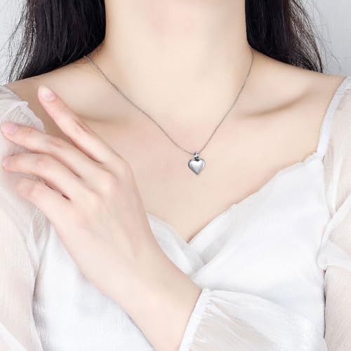 Cremation Jewelry Small Heart Urn Necklaces for Ashes for Women Men Memorial Keepsake Urns Pendant for Human Ashes Necklace Silver