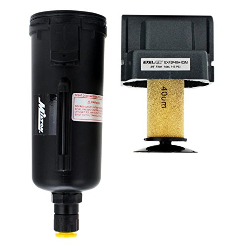 Milton EXELAIR 3/8-inch NPT FRL air filter with metal bowl and automatic float drain