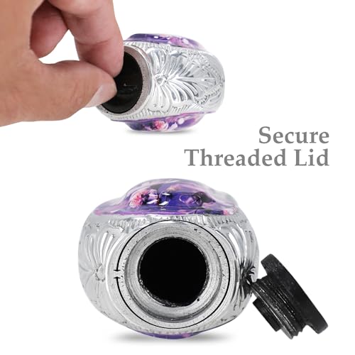 Trupoint Memorials Small Urns for Human Ashes Keepsake, Decorative Mini Cremation Urn for Adult Men & Women – Small, Purple Blue Butterfly Teardrop Purple Butterfly