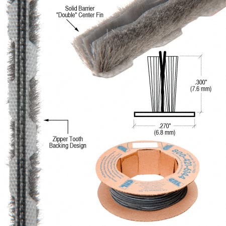 Zipper Pile Weatherstrip .270" Backing - .300" Pile Height - 100' Roll