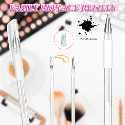 Pack of 4 Skin Markers with 8 Refills, Microblading Pen Eyebrow (White) | Makeup Tattoo Pen Eyebrow Lip Body Art White