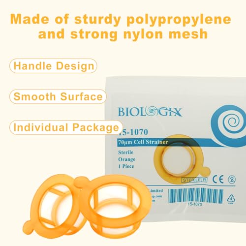 CryoKing 70µm sterile nylon cell strainer with handle, 50-piece pack for laboratory filtration