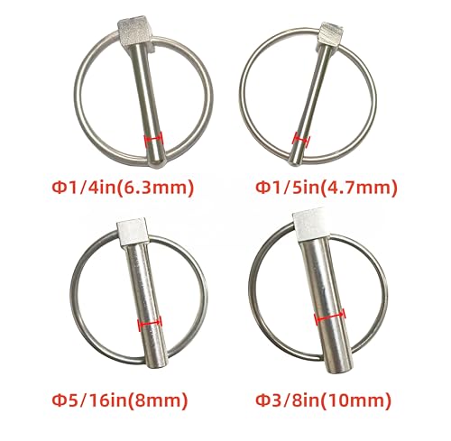 Generic stainless steel 316 3/8-inch lynch pins, linch pins, O-pins marine connectors, 6-piece set