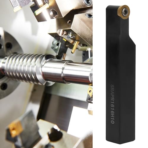 1PC SRAPR1616H10 Lathe Turning Tool Holder with 10PCS RPMT10T3MO Inserts Blades and Wrench High Precision Durable Steel CNC Tool Holder for Metalworking and Machining