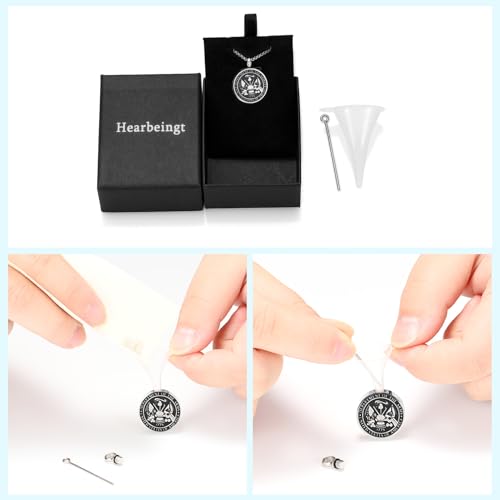 Hearbeingt USA Army/Air Force/Navy/Firefighter Cremation Jewelry for Ashes