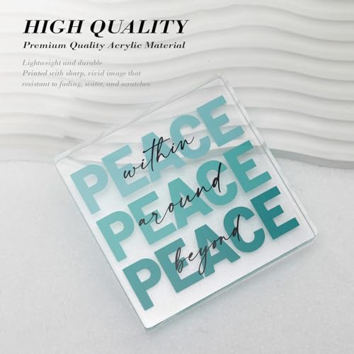 Teal Peace Inspirational Figurine 4x4 Inch Desk Decor Teal