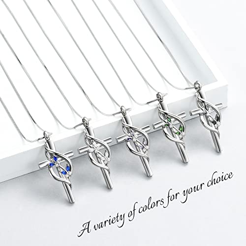 Minicremation Urn Necklaces for Ashes Crystal Butterfly Cross Memorial Pendant for Women Green