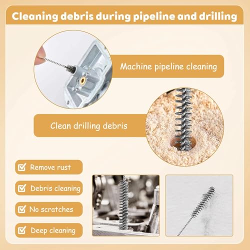 Set of 6 Drill Hole Brushes with Drill Hole Blower Pump Hole Brush Stainless Steel Cleaning Brush Pipe Cleaner Brush for Efficient Drill Hole Cleaning Hammer Drills (8/12/16/20/25 mm)