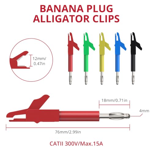 BINTA 35-piece back probe kit with banana plug, copper alligator clips, and 1m test leads