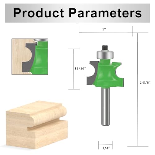 LEATBUY-TECH 5-piece router bit set with 1/4-inch shank, round-over, raised panel, ogee, rail and stile bits