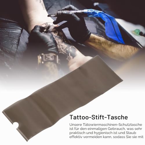 Pack of 200 Tattoo Machine Protective Bag, Tattoo Cord Cover, Black Disposable Dustproof Cartridges Tattoo Machine Pen Covers, Plastic Hygiene Safety Case Cover Bag