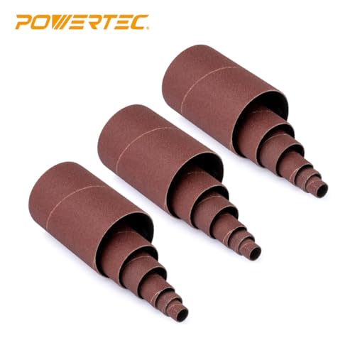 POWERTEC 11240 Sanding Sleeves for Spindle Sanders in 6 Sizes with Different Grits 80, 120, 240 | Aluminum Oxide Sandpaper Assortment Diameter 1/2, 3/4, 1, 1-1/2, 2 & 3-18 PK 18 pk 2