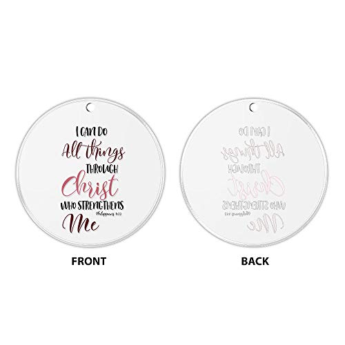 WIRESTER Hanging Ornaments for Christmas Tree Holidays, Party, Car, Home, Office Decoration, Large 3 inch Acrylic Ready to Hang Ornament - Christian Bible Verses Philippians 4:13
